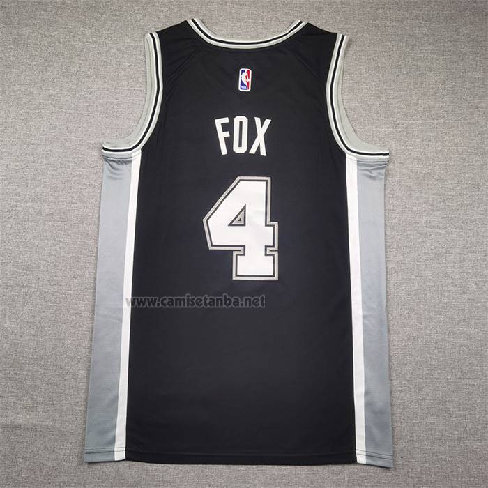 Camiseta San Antonio Spurs DeAaron Fox NO 4 Icon 2024-25 Negro